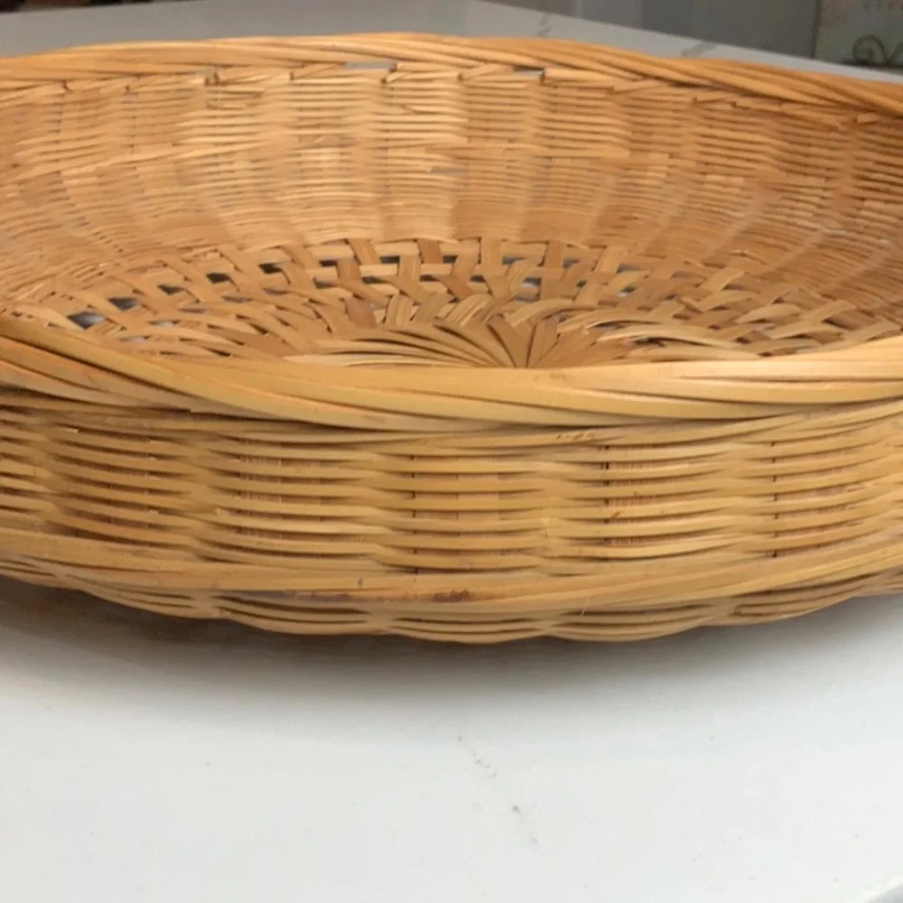 Vintage Hand-Woven Wicker Straw Basket | 14